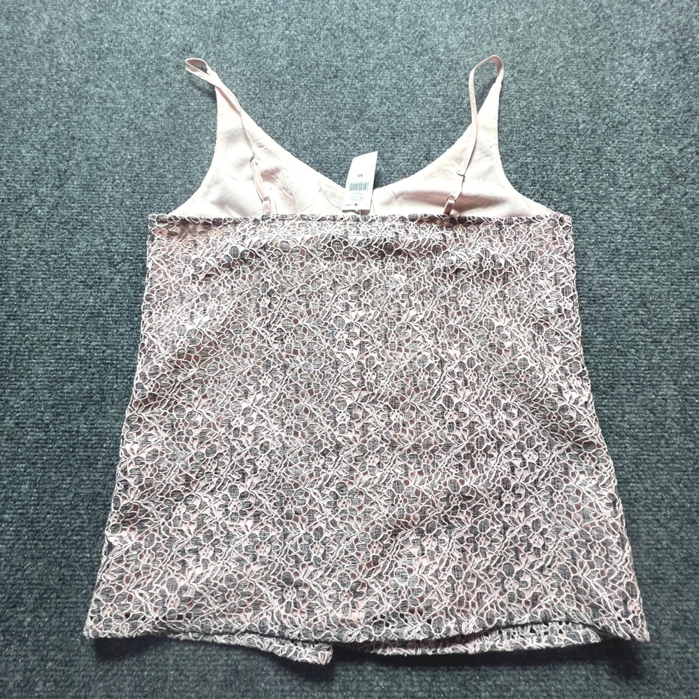 Banana Republic Pink Grey Floral Lace Camisole Top XS V-Neck Lined Camis - Picture 8 of 9